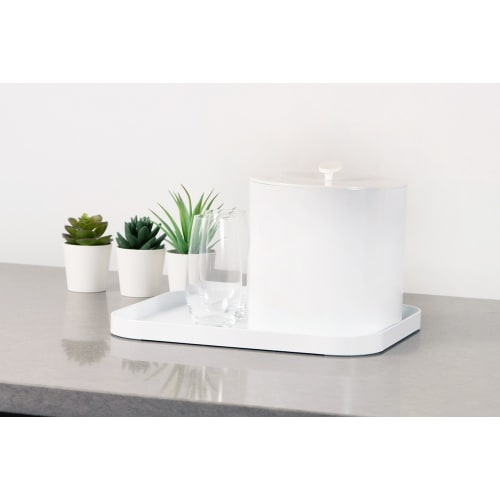 Contempo Collection Ice Bucket Flat Lid with Oval Matching Knob 3 Quart, Gloss White